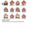 Christmas Fireplace Decorations 12Pcs Wooden Gingerbread House Ornaments for Tree Decorations, Rustic Hanging Xmas Decor with Festive Candy