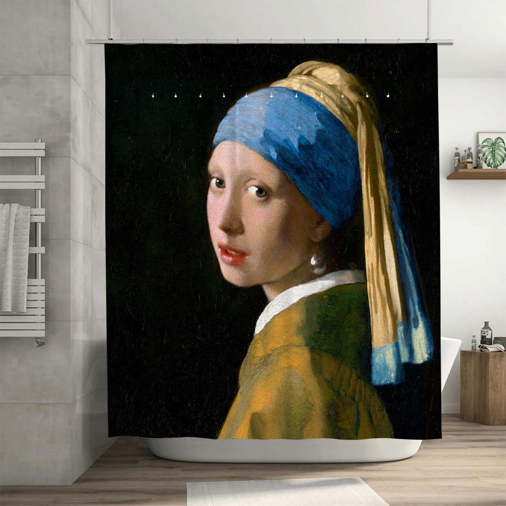 Artistic Bathroom Decor: A Perfect Blend Of Classic Masterpieces With Modern Shower Curtain Design Available In Multiple Sizes