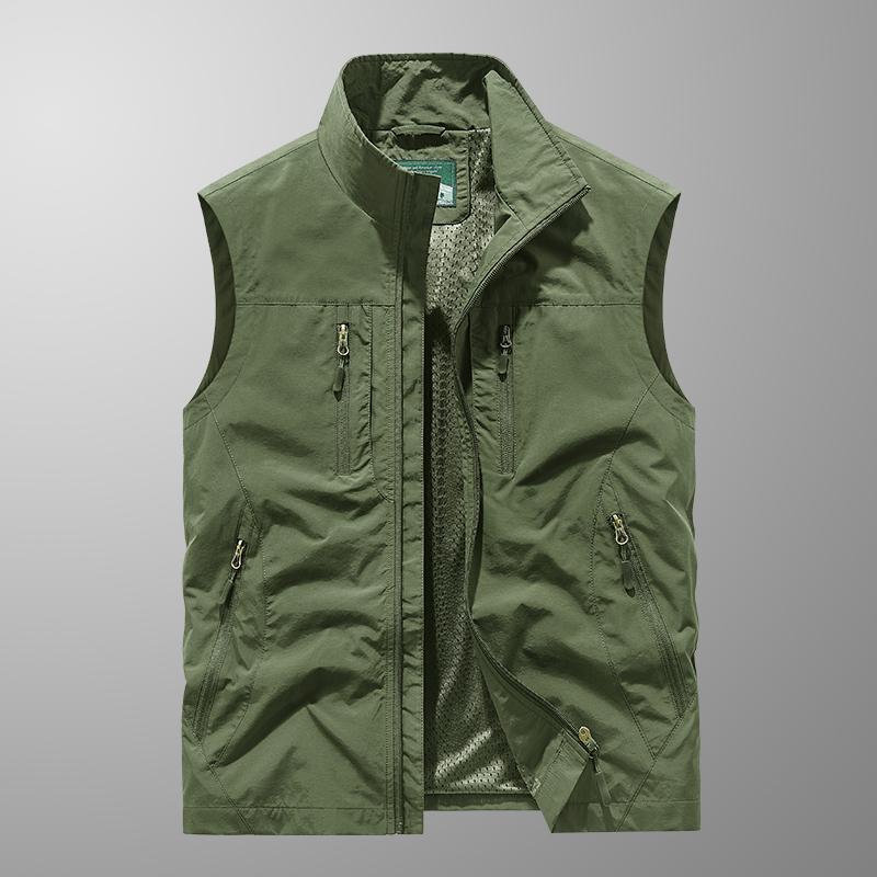 6XL Plus Size Men's Summer Outdoor Hiking Vest Tactical Multi-pocket Lightweight Soft Shell Utility Travel Safari Cargo Vest Men