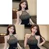French Pure Desire Style Sleeveless Backless Tank Top With Embroidered 3d Design For Adult Women