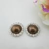 5pcs Round Clear Rhinestone 16 Colors Pearl Metal Shank Buttons (21mm)