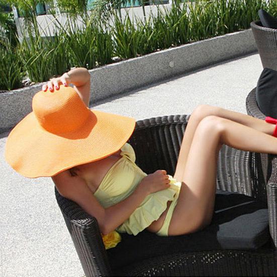 Sun Hat Widen  Brim Sun Protection Solid Color Summer Outdoor Fashion Ladies Big Brimmed Straw Hat Women Accessories