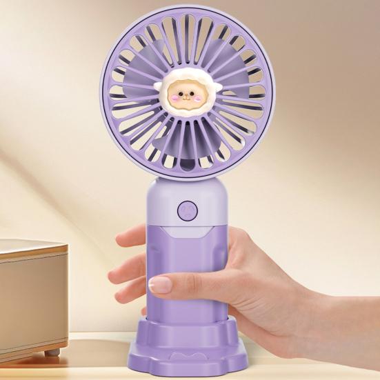 Cartoon Animal Handheld Fan 3 Speed Adjustable USB Rechargeable Summer Cooling Fan with Phone Holder Portable Travel Mini Personal Desk Fan