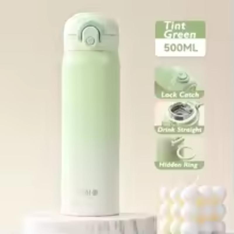 

New 316 Stainless Steel Vacuum Water Bottle Ombre Leakproof Flask with Push Button Lid Insulated Thermos for School Office Gym 500ML