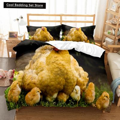 Farm Chicken King Queen Full Duvet Cover Hen Lovely Chick Bedding Set Family Animal Quilt Cover 2/3pcs Polyester Comforter Cover