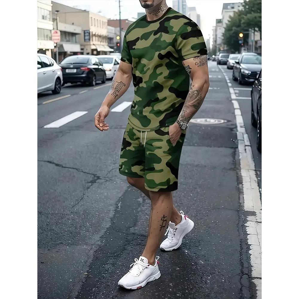 Summer Outdoor Street Fashion Men's T-shirts Everyday Casual Men's Athletic Shorts T-shirts And Shorts Men's Sets