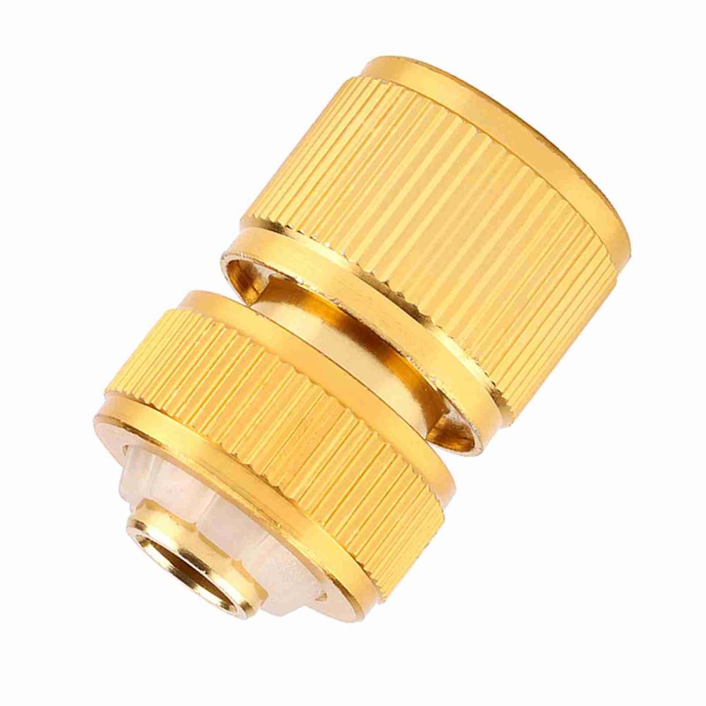 Garden Hose Connector, Aluminum Alloy Brass Plated Proof Quick Fit Adapter, Compatible with G1/2 Hose, for Garden Irrigation Water Tap Fitting
