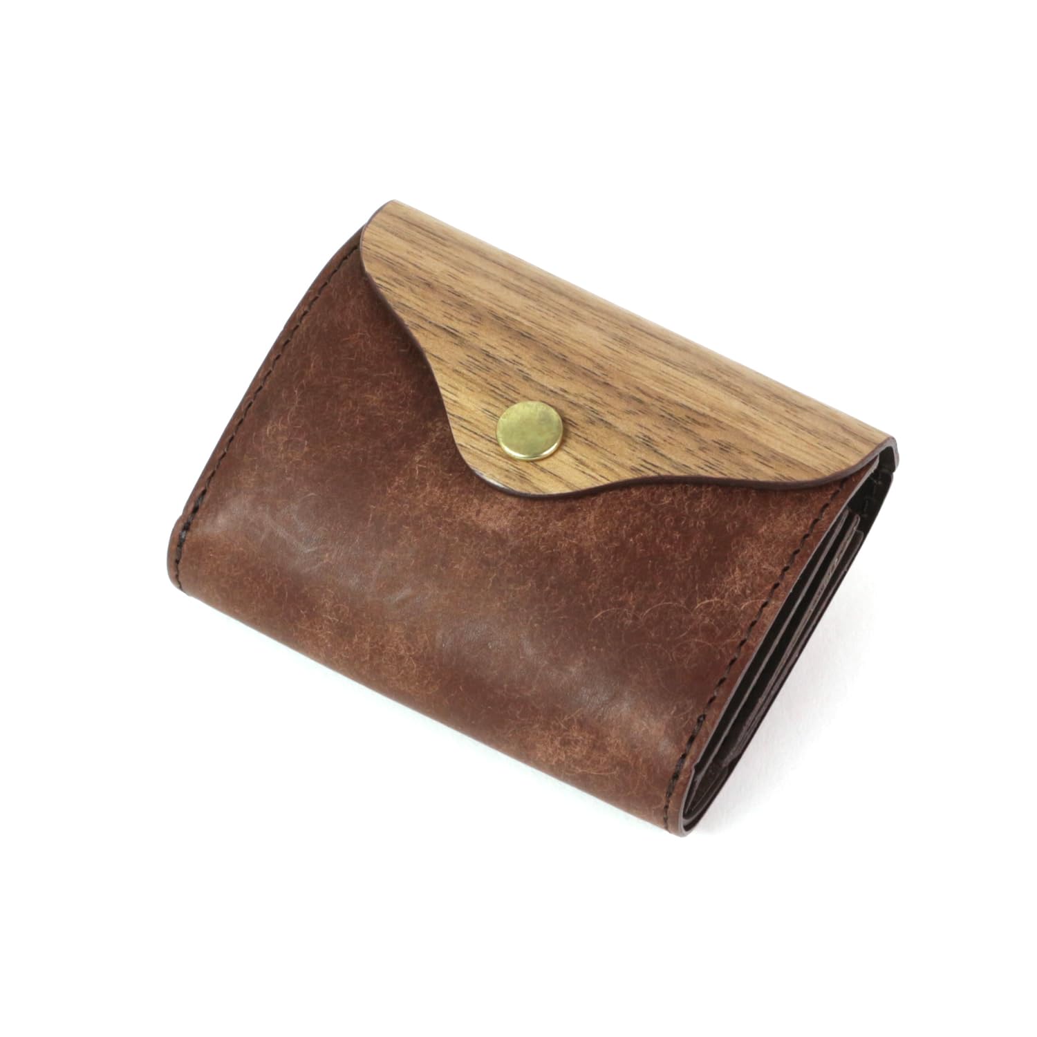 

REAL Palm wallet compact mini wallet genuine leather natural wood wood leather made in Japan [VARCO WOOD] men s women s (Pueblo chocolate)