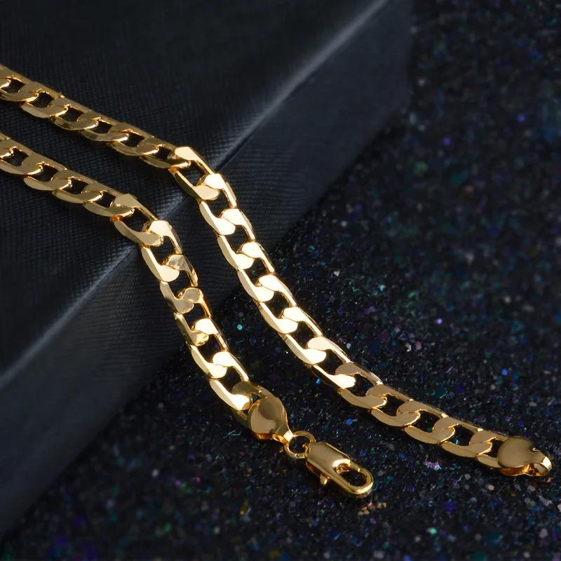 Offerta speciale Collane in oro 18K Timbro 925 Colore argento Catena classica 8MM laterale per Uomo donna Gioielli raffinati Festa di matrimonio