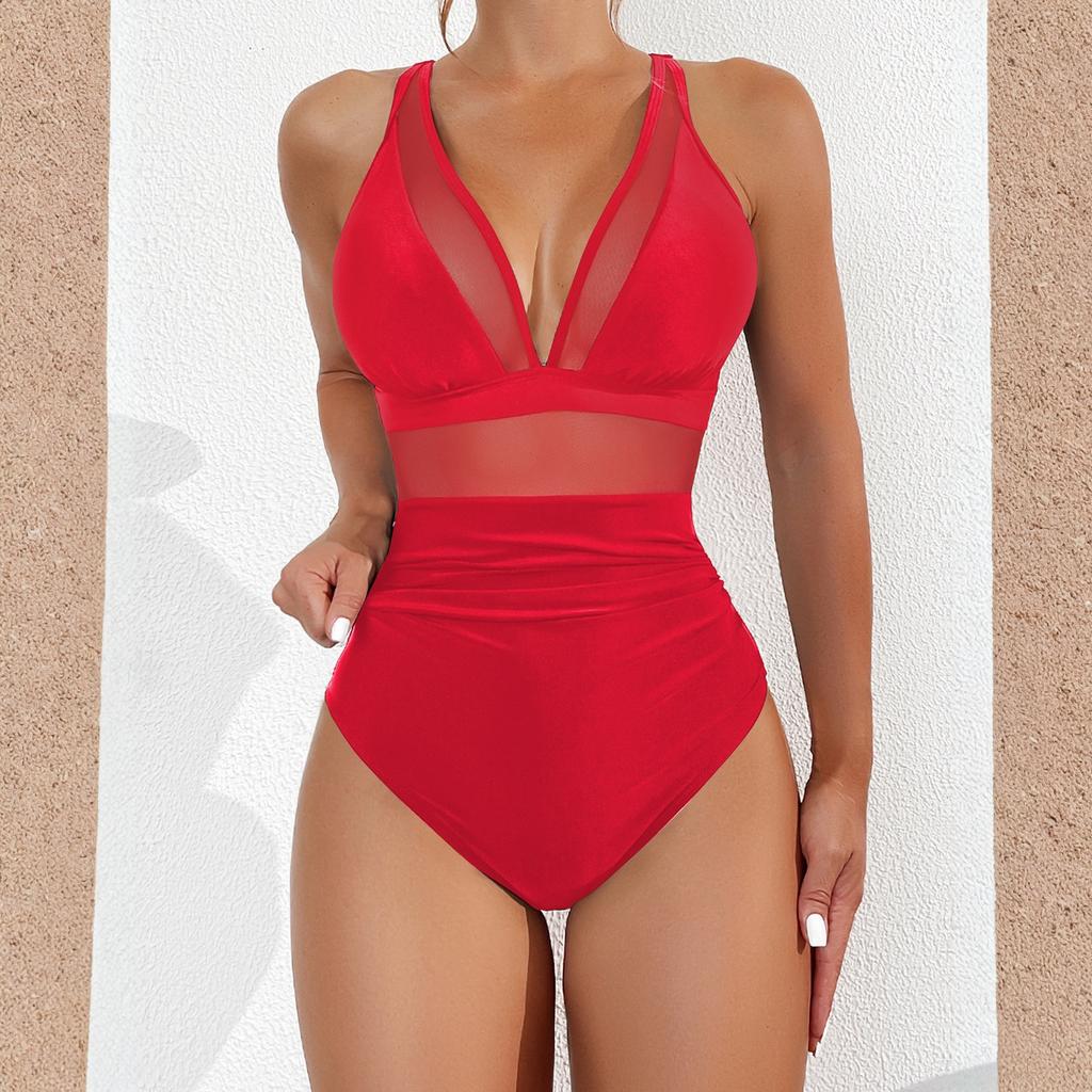 Women's Mesh Backless Sexy Bikini One-Piece Swimsuit