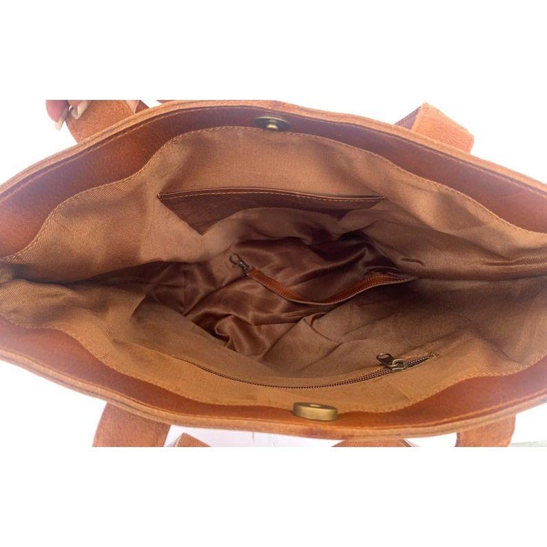 Brown leather tote bag for women work bag large purse shopper leather shoulder bags woman lined leather