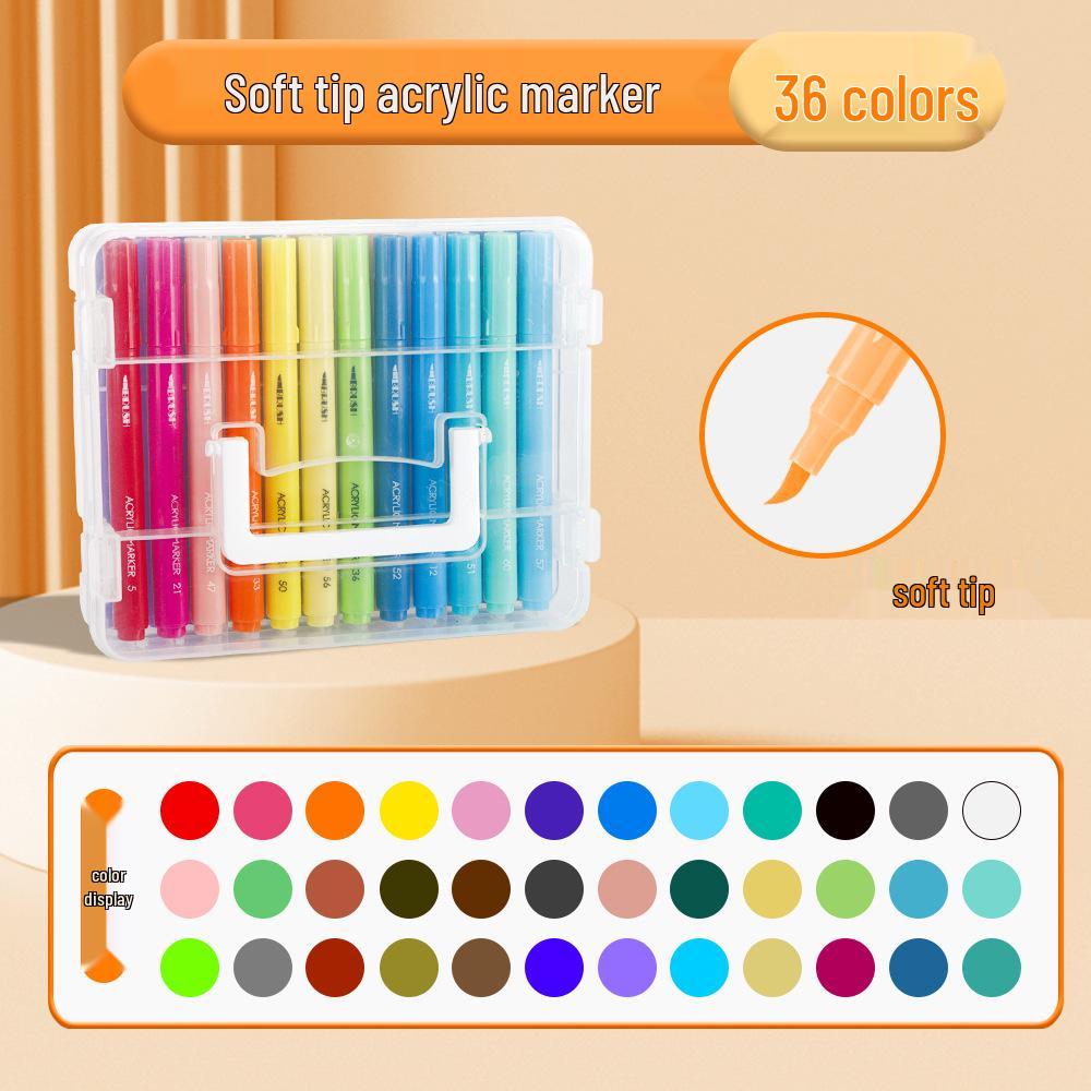 Stackable Colored Acrylic Marker Pens with Soft Head In Folding Box for Kids