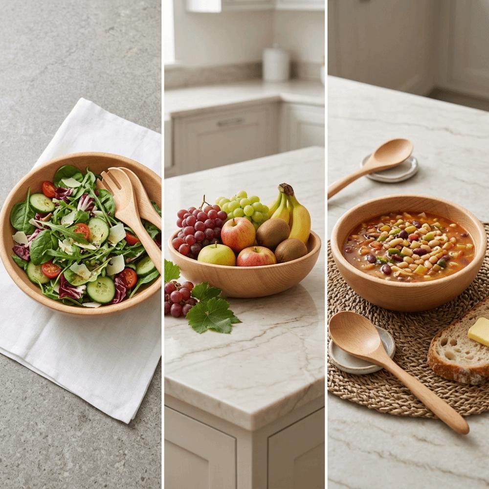 Large Capacity Wooden Rice Bowl Smooth Retro Classic Soup Bowl Thickened Round edges Creative Bowl Home Dining