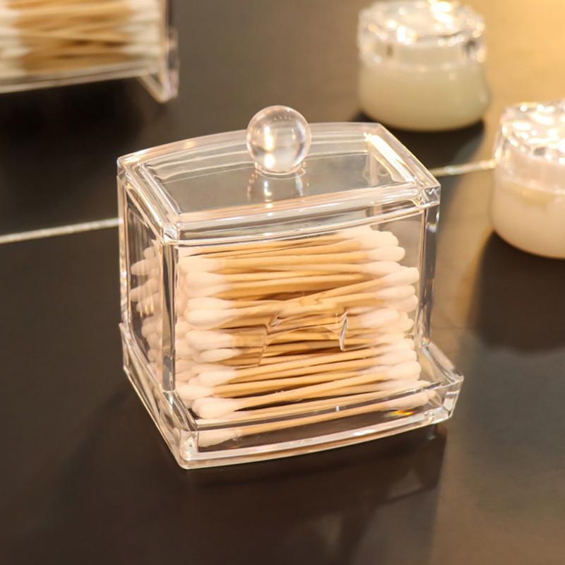 Acrylic Cotton Swabs Storage Holder Box Portable Transparent Makeup Cotton Pad