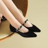 [First layer cowhide] 2026 new retro pointed Mary Jane shoes with double loop buckle strap for women's singles