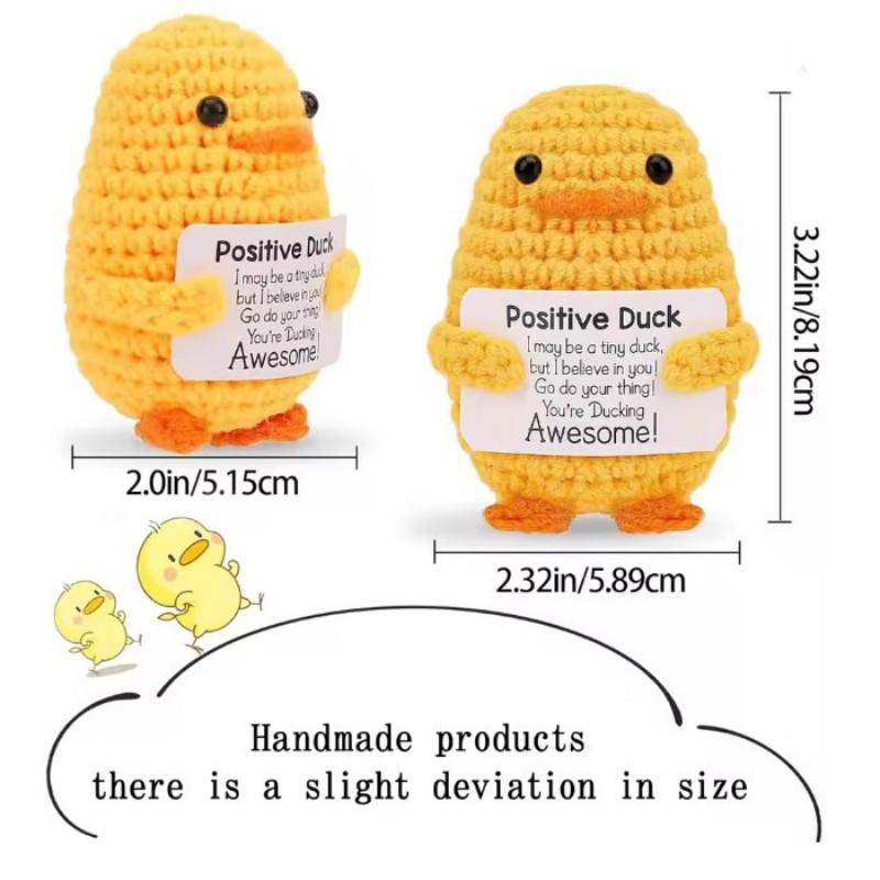 Crochet Duck Knitted Positive Duck Creative Christmas Halloween Gift Decoration Emotional Support Toy for Family Friends