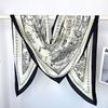 Silk Wool Triangle Scarf - Classic Black & White Versatile Shawl for Women