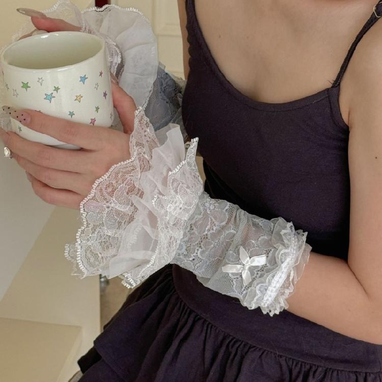 Delicate Rhinestones Embroidered Gloves Soft Nylon Arm Sleeves For Daily Fashion Evening Event