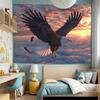 2D Majestic Bald Eagle Tapestry, Sunrise Sky & Mountains Wall Art for Home Decor