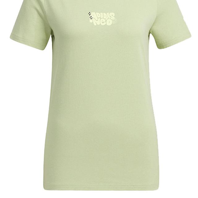 adidas Neo Letter Logo Print Lässiges Sport-Kurzarm-T-Shirt Damen Oberteile Hellgrün HS6838