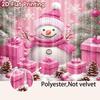Set Of 2 Jit Pink Cartoon Snowman Curtains Christmas Window Decor Polyester Home Curtain With Rod Pocket