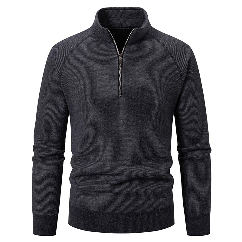 2025 Herbst Winter Herren Half-Zip Freizeitpullover Herren Einfarbig Stehkragen Pullover Männlich Strickpullover Herren Oberbekleidung