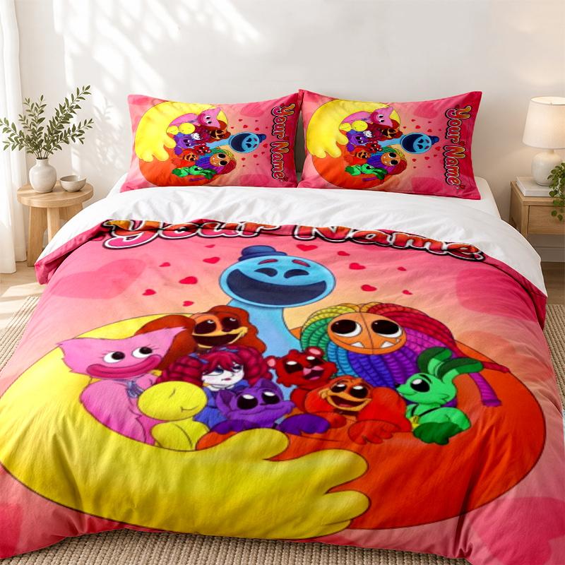 Poppy Playtime Custom Name 3pc set Perfect for bedroom use Comfortable bedding set includes a duvet cover and two pillowcases Ideal birthday or Christ