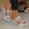 Sandalias de cuña para mujer Verano Mujer Slip on Tacón alto Moda Zapatos de mujer Cómodos Flor Exterior Sandalias de plataforma