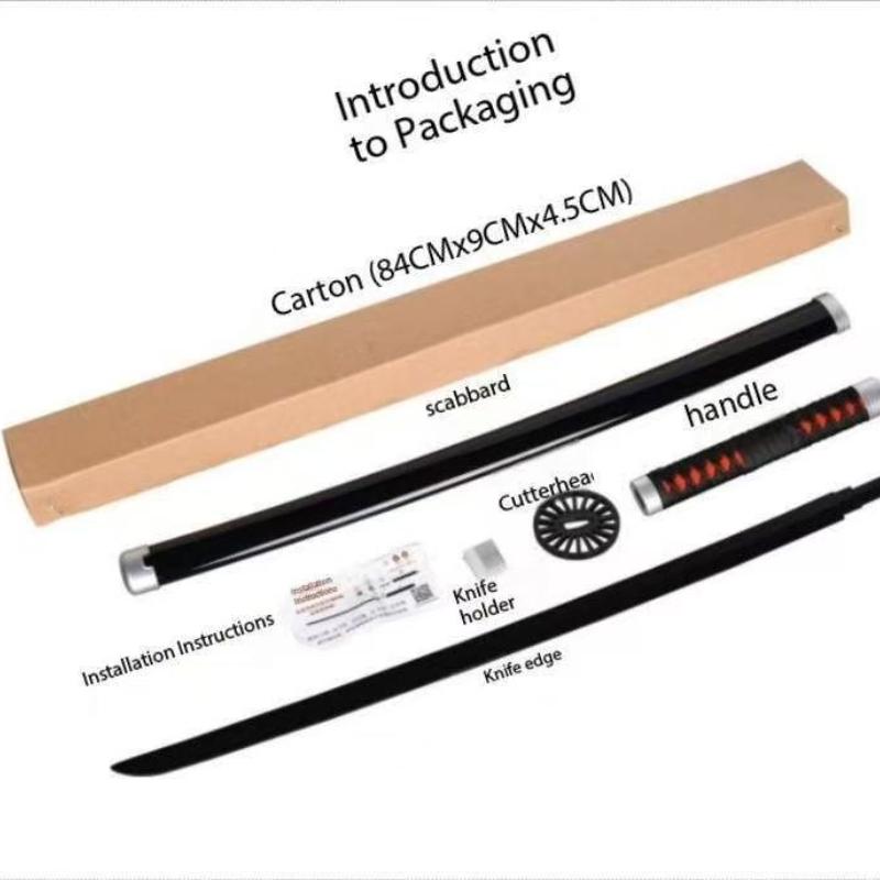 102CM Length Anime, Demon Slayer, Hinagata Katana (Sun Wheel Blade), One-Meter Wooden Katana, Tokitomu Ichirō, Tanjiro, Kanroji, Cosplay Props