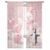 Christmas Pink White Bear Penguin Sheer Curtains for Living Room Decoration Window Curtains Kitchen Tulle Voile Curtains