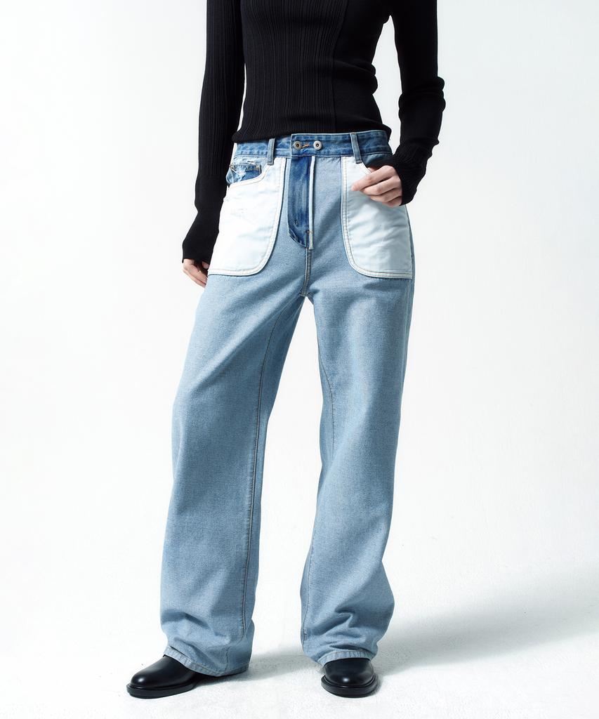 INSILENCE WOMEN Reverse Straight Denim Blue