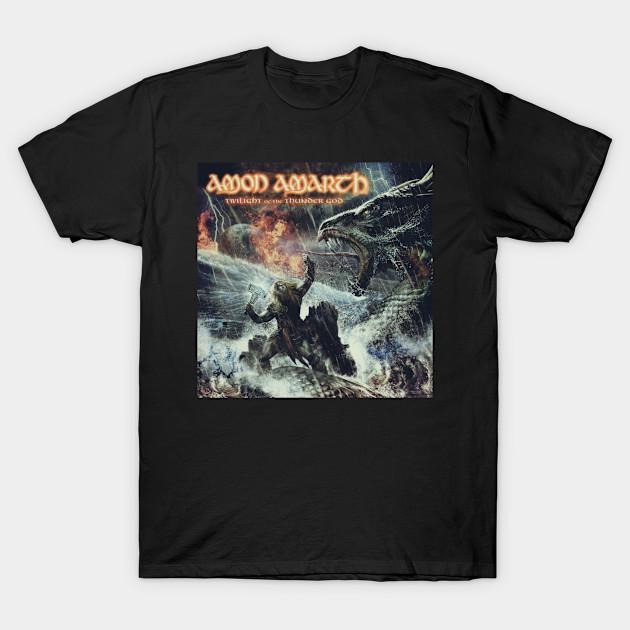 

Чоловіча чорна футболка з принтом Amon Amarth Twilight Of The Thunder God Альбом 2008 Друк на папері для термопереносу без вирізання Бавовняна футболка 3XL чорний