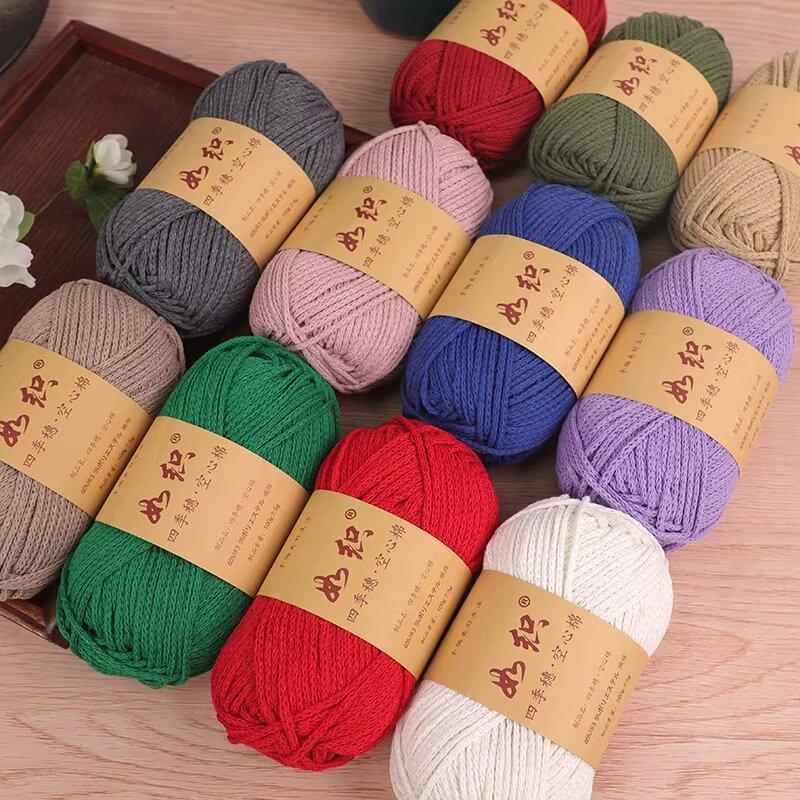 Round 2mm Cotton-Linen Yarn for DIY Crochet Bags & Hats