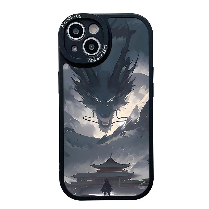 

Крутой чехол с принтом китайского дракона, гибкий, мягкий силиконовый, милый мультяшный чехол, полная задняя крышка для iPhone, Samsung, Xiaomi, Redmi iPhone 12 чёрный