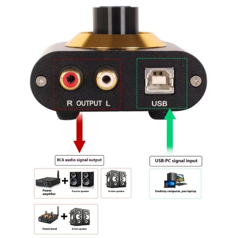 Audios Decoders External Sound Card For HiFi Music Volumes Control Knob USB Plugs and Play Desktop Notebook Compatibility