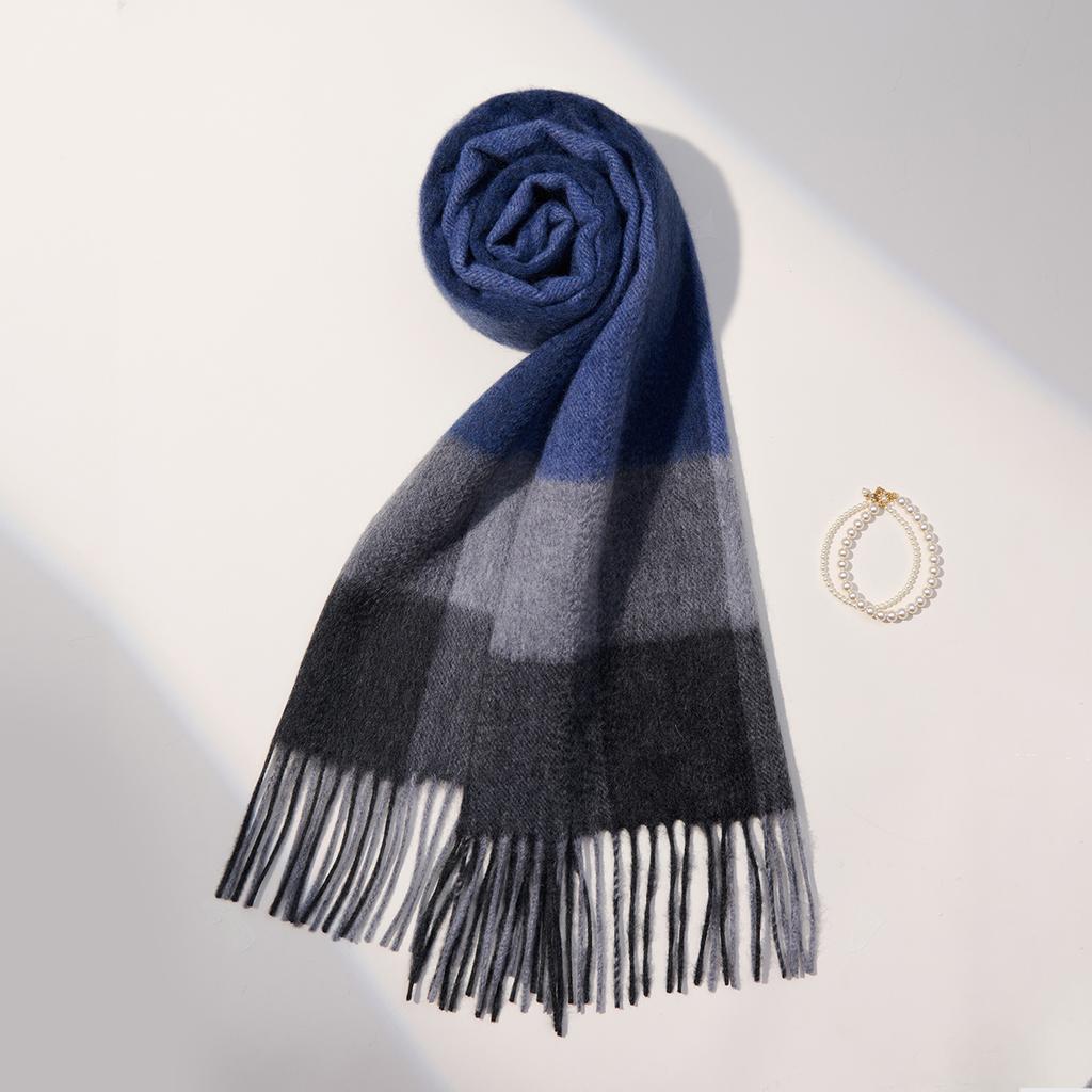 Winter 100% Cashmere Scarf Men Warmer Shawls And Wraps Echarpe Pashmina Blue Plaid Scarves Male