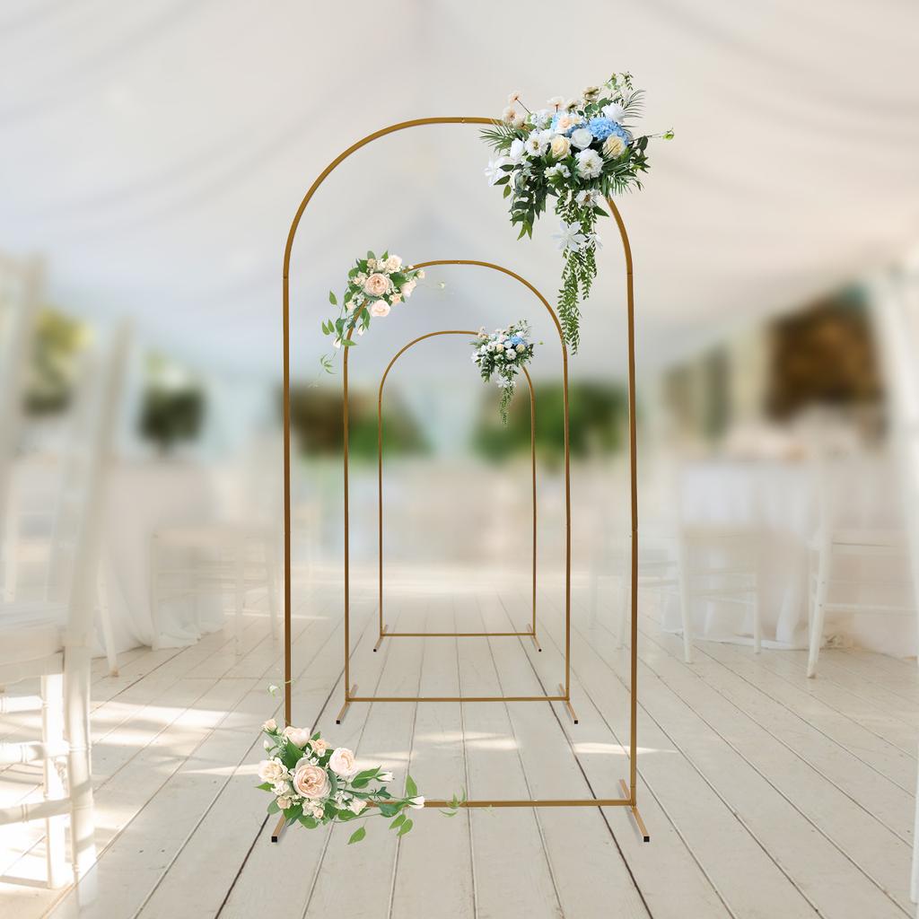 Gold Wedding Arch Stand Backdrop Frame - 3 Size Options & Easy Assembly - Bridal Balloon Garland Holder & Floral Display Stand