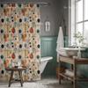 Mid Century Modern 70s Printed Curtain 80s Bath Waterproof Drapes Retro Bathroom Shower Curtains