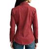 Women Shirt Lapel Long Sleeve Buttons Closure Slim Fit Shirt Suede Texture Retro Solid Color Casual Shirt Tops
