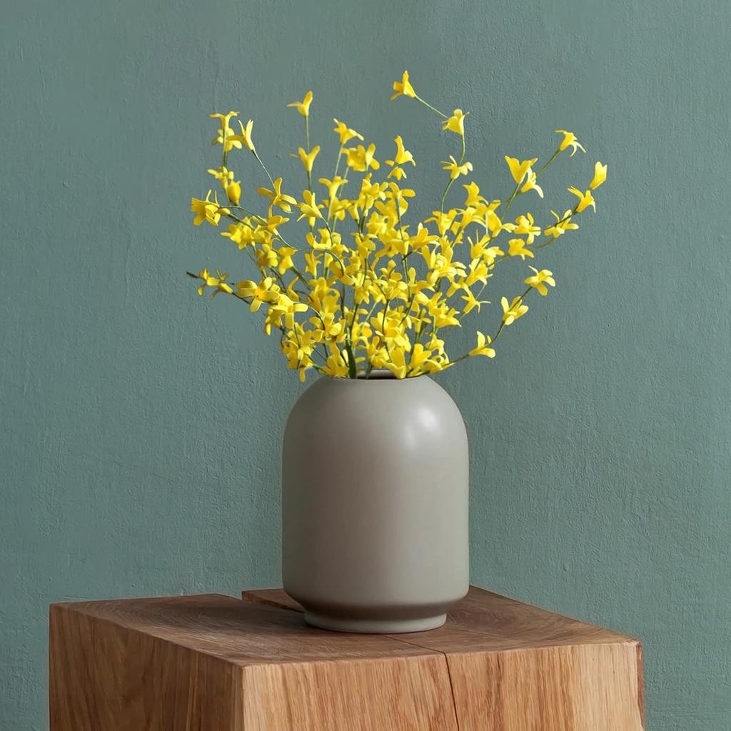 6Pcs Artificial Forsythia Branches, Fake Winter Jasmine Long Stem Silk Fake Spring Jasmine Flower for Wedding Home Office Decoration, Yellow, 45cm /