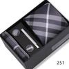 Men's Black & Wine Red Striped Plaid Tie Set with Pocket Square - Formal Wedding Gift Box