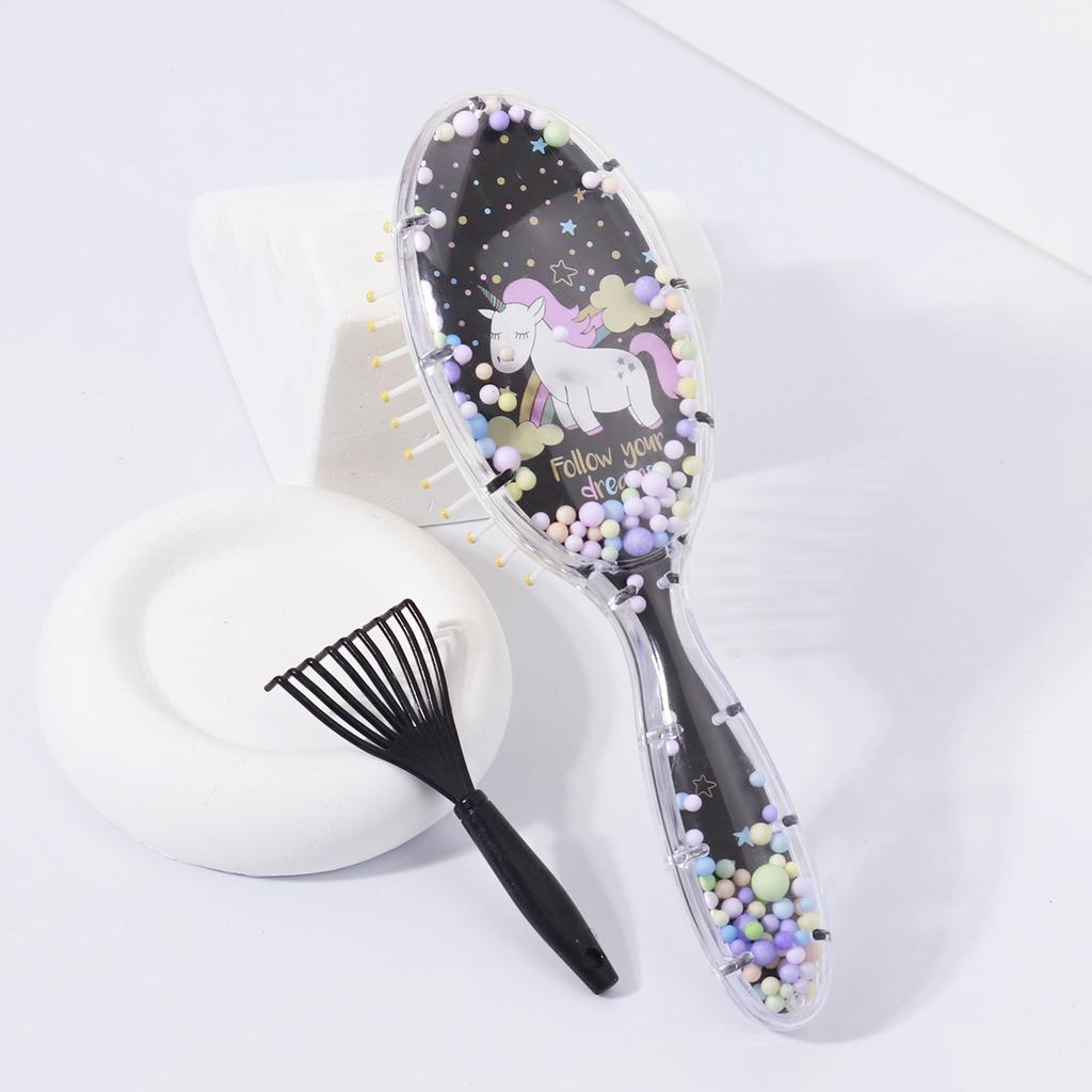 Cartoon pattern air cushion comb with cleaning claws set - non damaging hair massage brush, suitable for all hair types