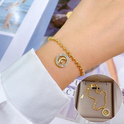 Dongmen Personality Star Moon Mud Diamond Round Bead Furnace Gold Bracelet Female Retro Girlfriend