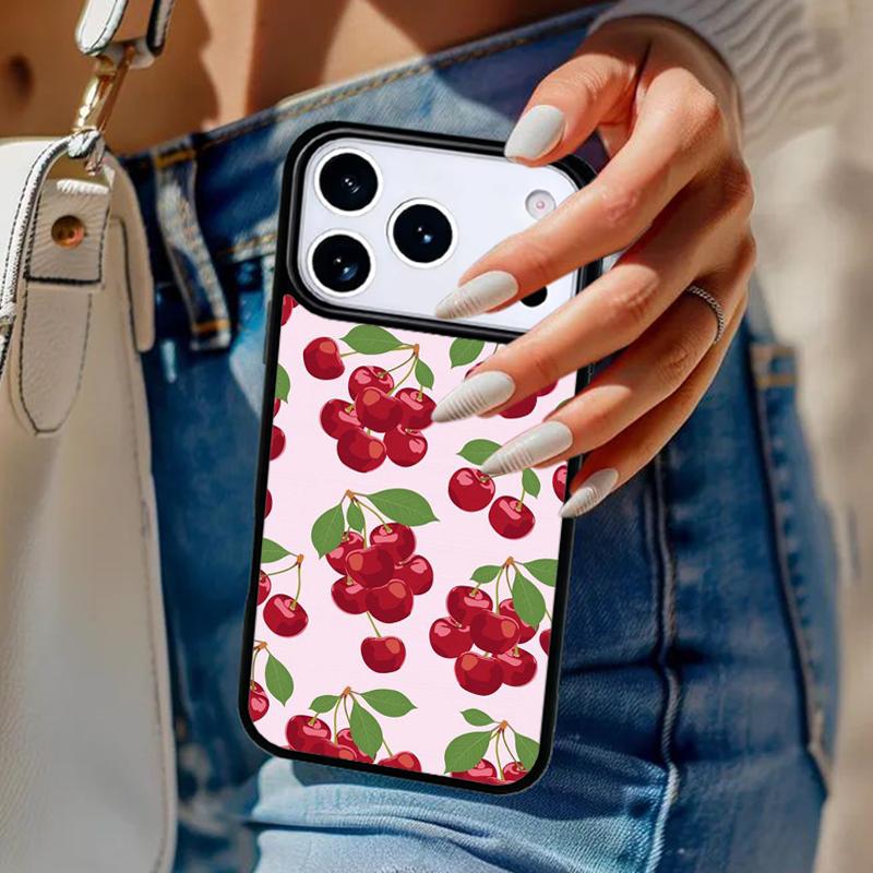 Pink Cherries Cherry Strawberry Phone Case For iPhone 17 Air 14 15 13 12 Max Cover For Apple 16e 11 Pro Max Plus Coque