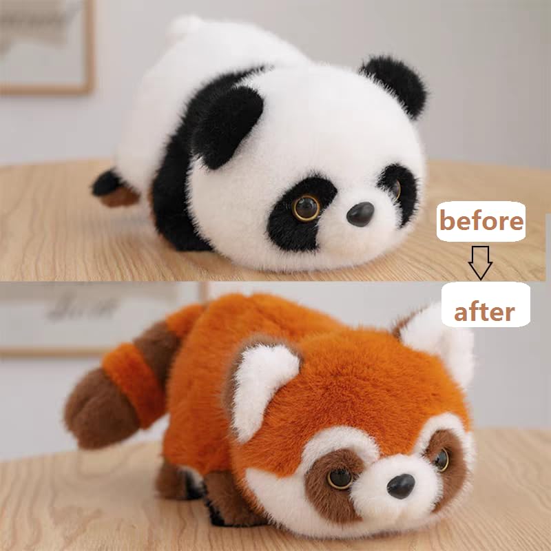 Cute Transforming Plush Birthday Gift [New Model] Double-Sided Toy, Large, (RABBIT-ELLEPHANT) (ORANGE-WHITE)