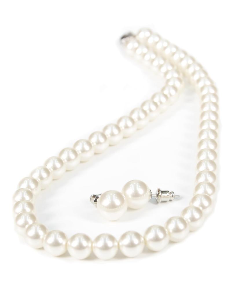 Pearl Silver Made in High Quality Domestic For 8mm [Alivern] Necklace, 925, Japan, Pearl, Weddings, Funerals, (White, 42cm)