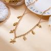 Bohemian Zircon Starfish Shell Conch Pendant Necklace for Women Imitation Pearl Turtle Metal Chain Choker Beach Vacation Jewelry