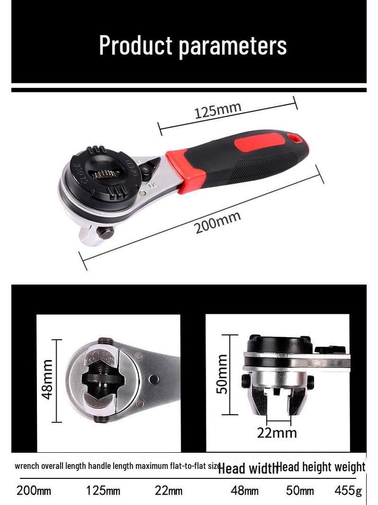Adjustable Reversible Quick Ratchet Wrench 6-22mm Metric/Imperial