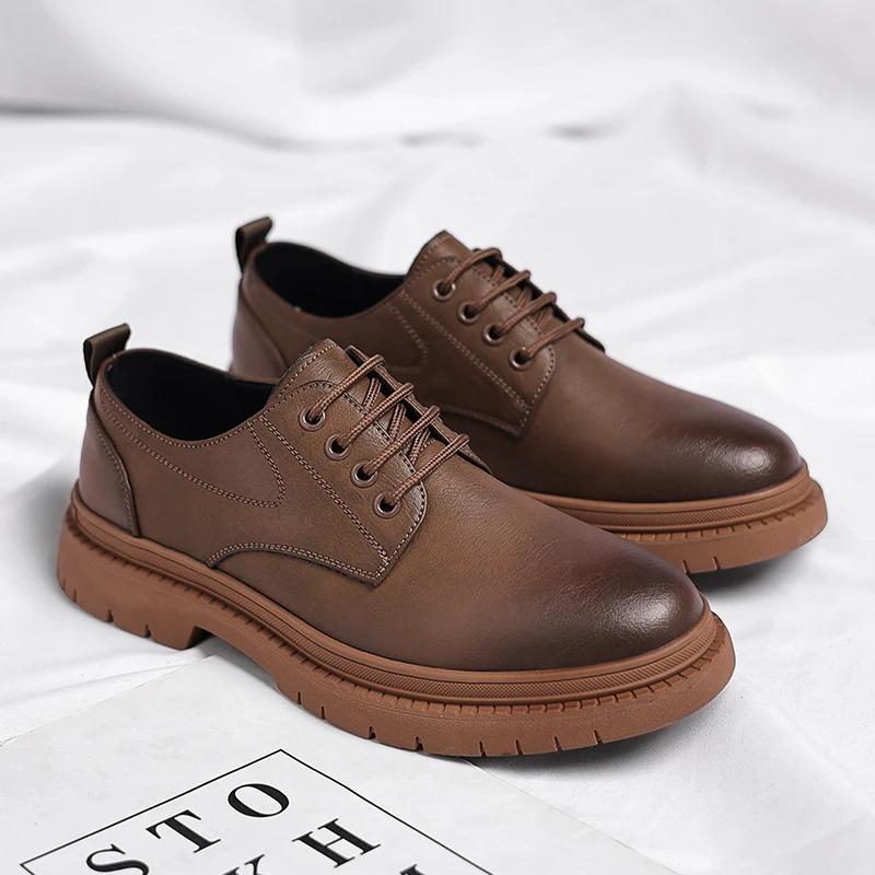 Fashion Men Derby Shoes Lace Up Oxfords Hole British Summer Office Casual Business Dress Shoes Men Leather Fashion Wedding Shoes