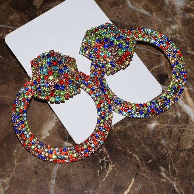 

Женская мода блестящие стразы большие круглые висячие серьги ювелирные изделия макси вечернее платье серьги аксессуары распродажа разноцветный